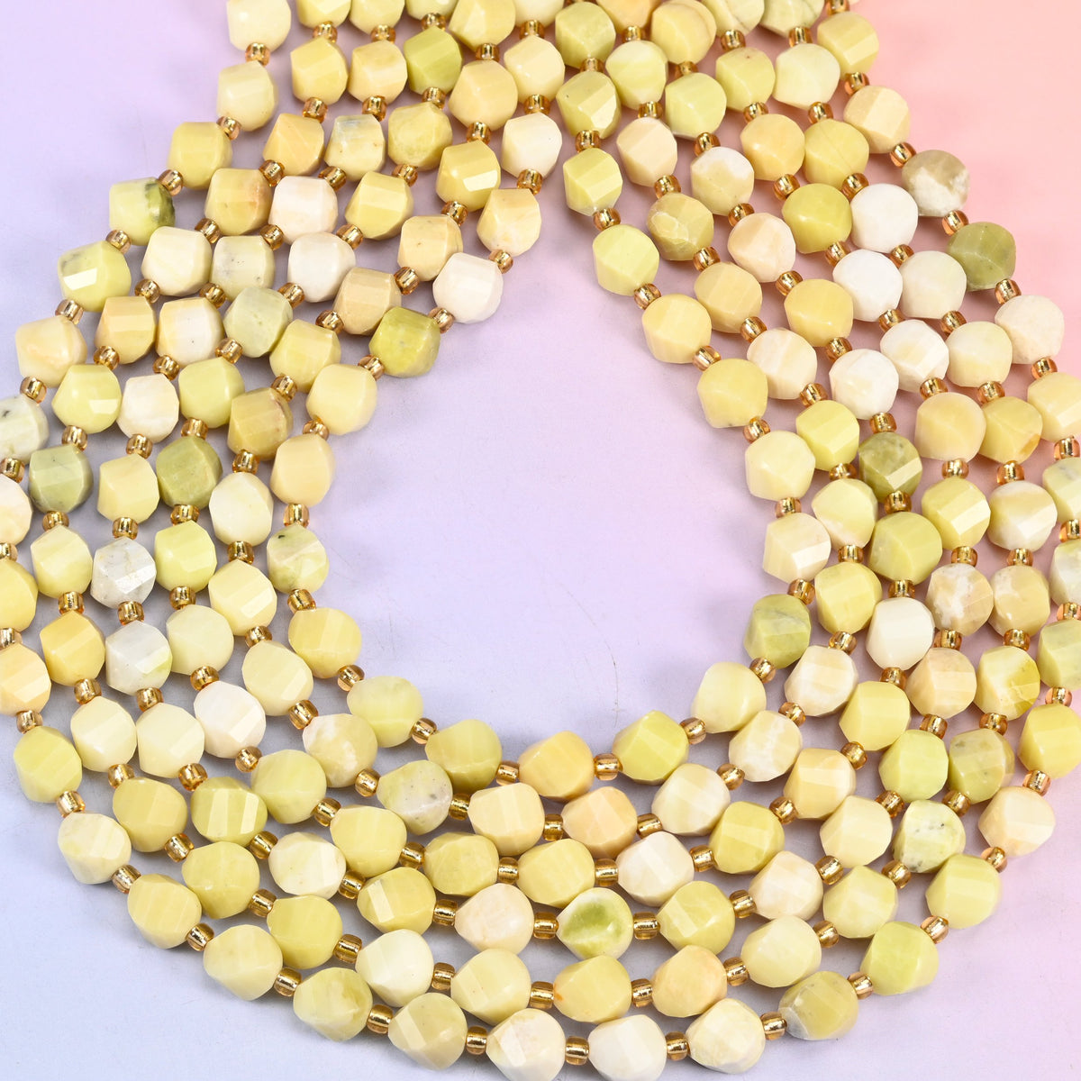 Lemon Jade yellow jade beads, 15 inch strand of approximately 38 beads, centre drilled 1.2mm hole