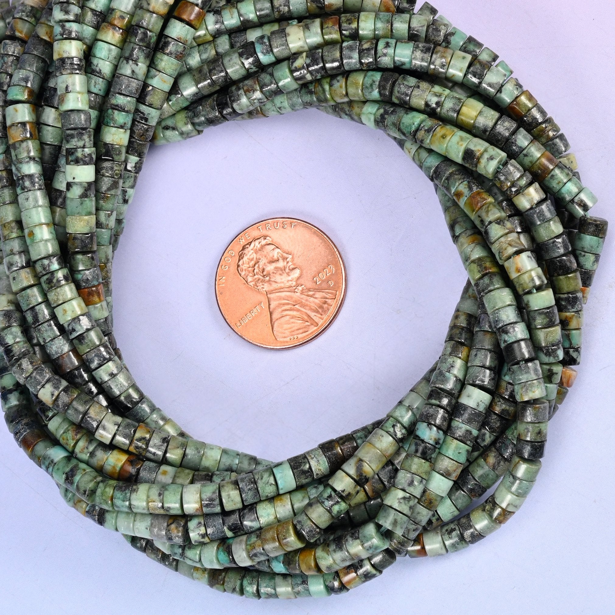 African Howlite Smooth Heishi Disc Beads: Jewelry Making Supply, 15.5 Inch Strand