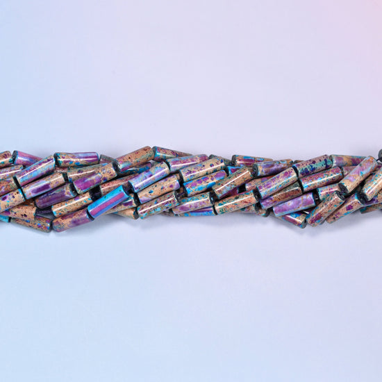 Sea Sediment Jasper Tube Beads, full strand of 28 beads.