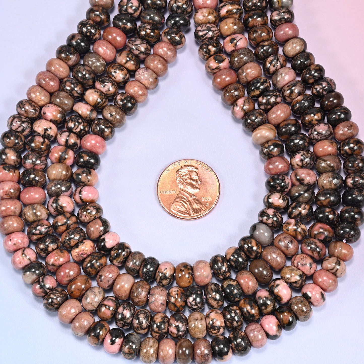 Rhodonite Rondelle Beads: 2.5mm Hole Size, Full Strand, Jewelry Making