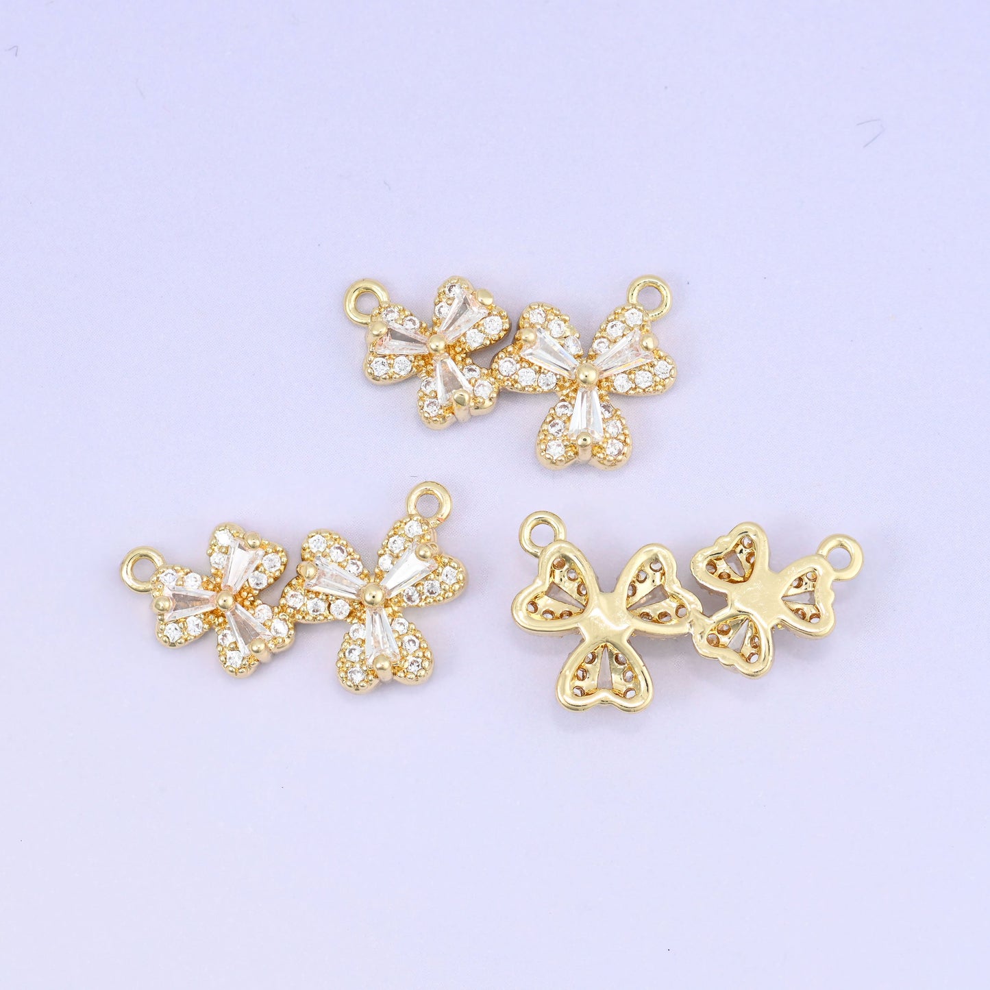 Flower Zircon Connector Pendants: 18K Gold Plated, Jewelry Making Supply