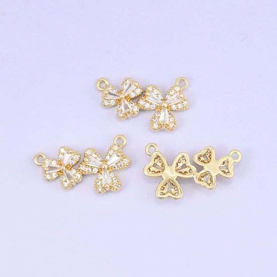 Flower Zircon Connector Pendants: 18K Gold Plated, Jewelry Making Supply