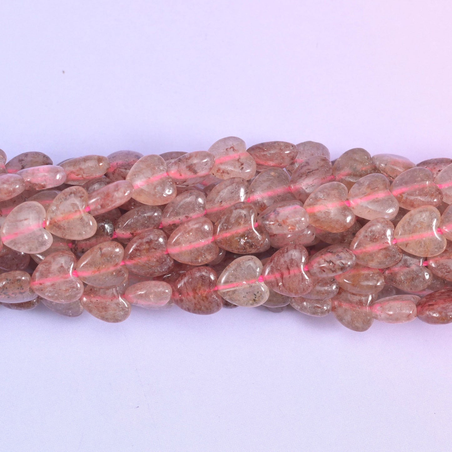 Strawberry Quartz Heart Beads, hole approximately 0.8mm
