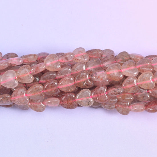 Strawberry Quartz Heart Beads, hole approximately 0.8mm