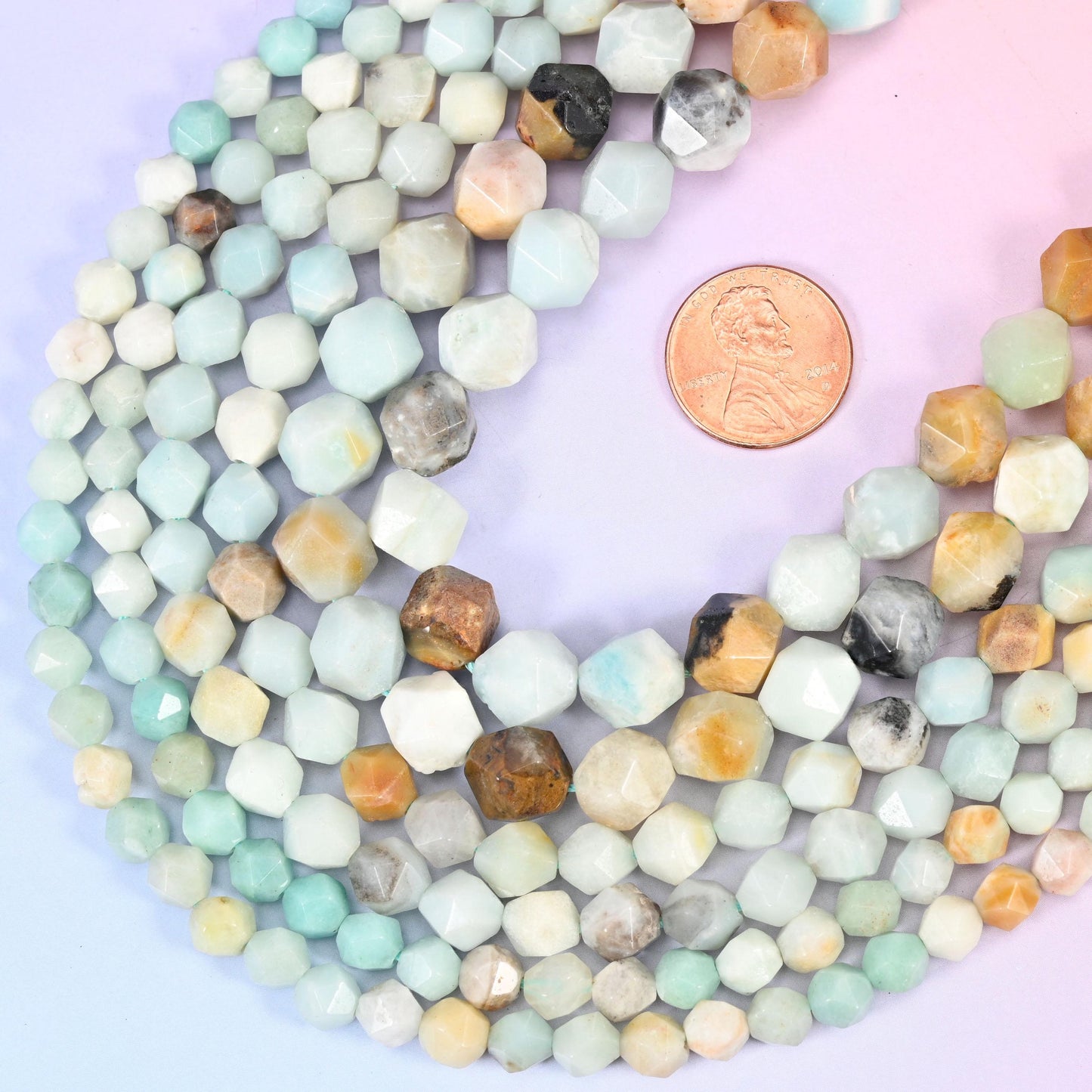Diamond star cut Multi-Color Amazonite beads
