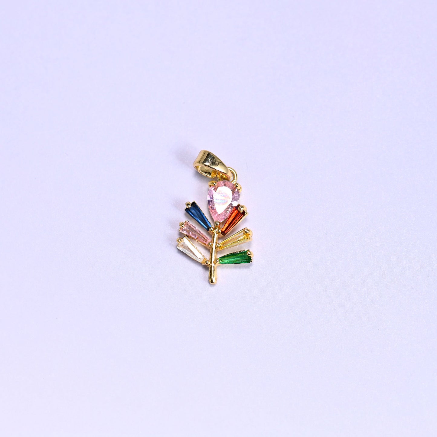Multicolor Leaf Zircon Charms: 18K Gold Filled Pendants, Jewelry Making Supply