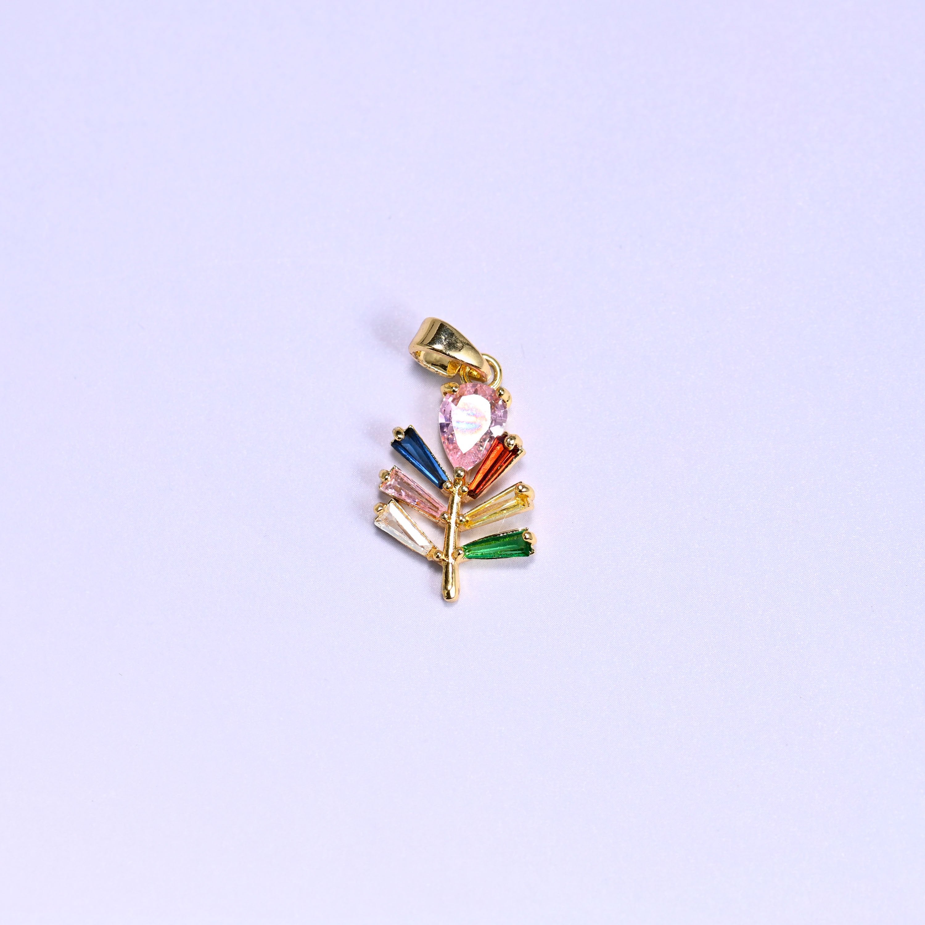 Multicolor Leaf Zircon Charms: 18K Gold Filled Pendants, Jewelry Making Supply