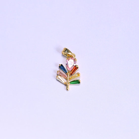 Multicolor Leaf Zircon Charms: 18K Gold Filled Pendants, Jewelry Making Supply