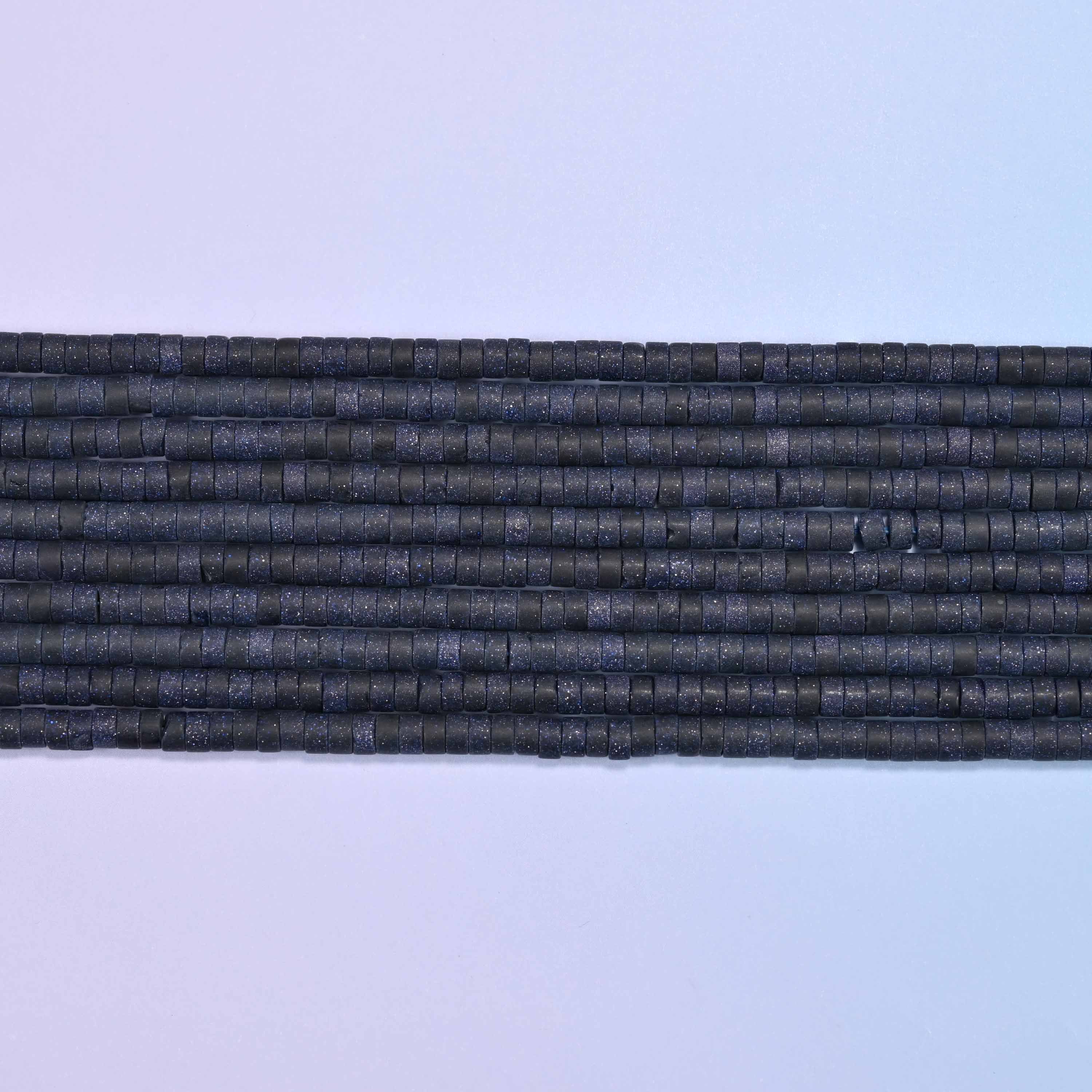Matte Blue Sandstone Heishi Disc Beads: Jewelry Making Supply, 15 Inch Strand