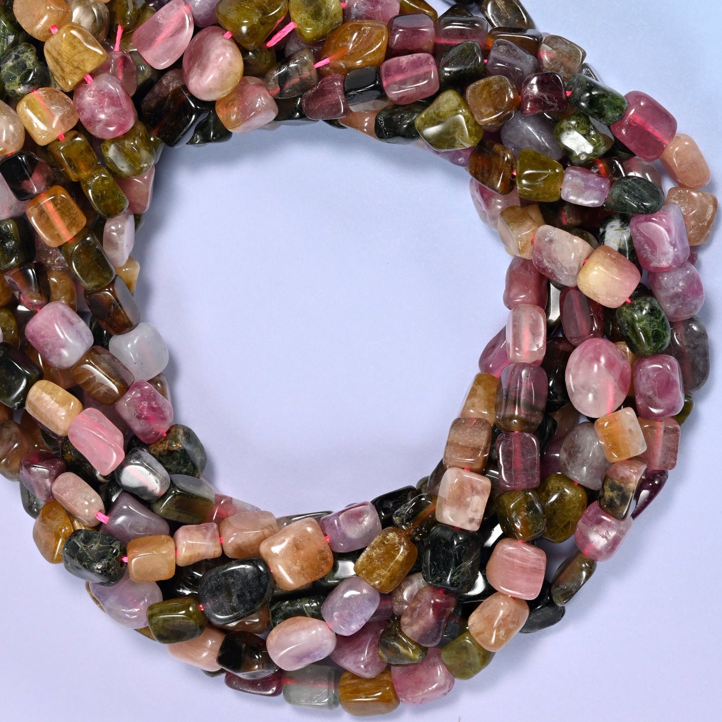 Colorful Tourmaline Irregular Freeform Nugget Beads, glossy tumbled nuggets in rose pink, olive and bottle green, honey, smoky black and cloudy cream
