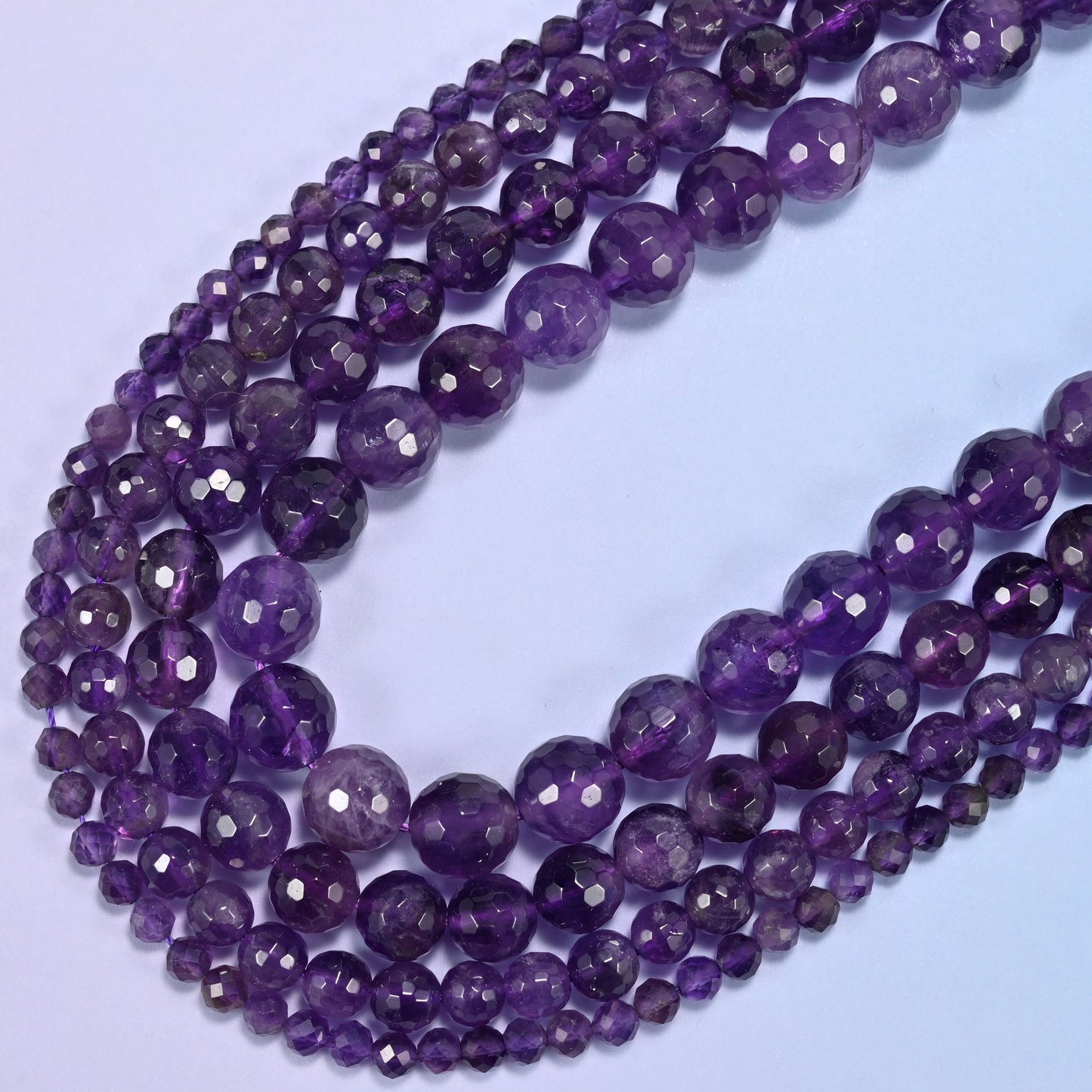 Amethyst Faceted Round Beads: Jewelry Making, 15 Inch Strand