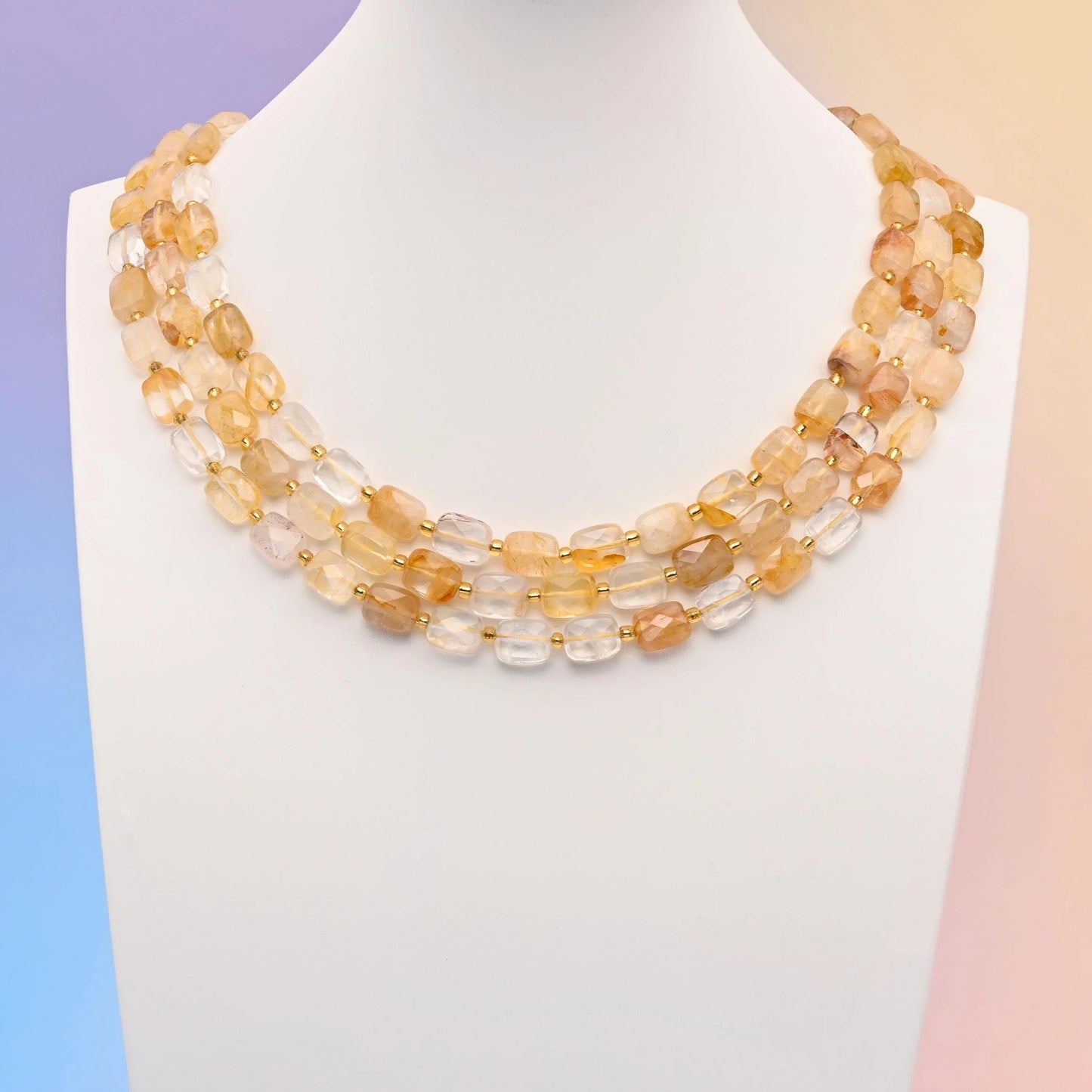 Golden healer quartz beads, faceted rectangular shape, 10x8mm