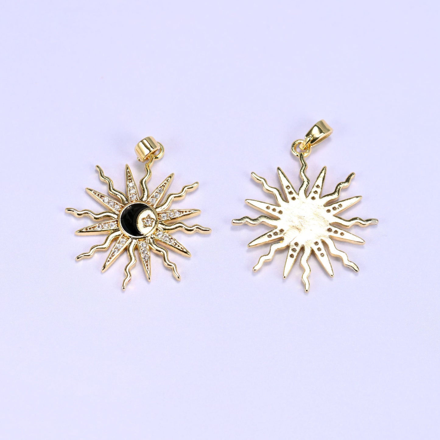 Enamel Moon Sun Zircon Charms, sold individually