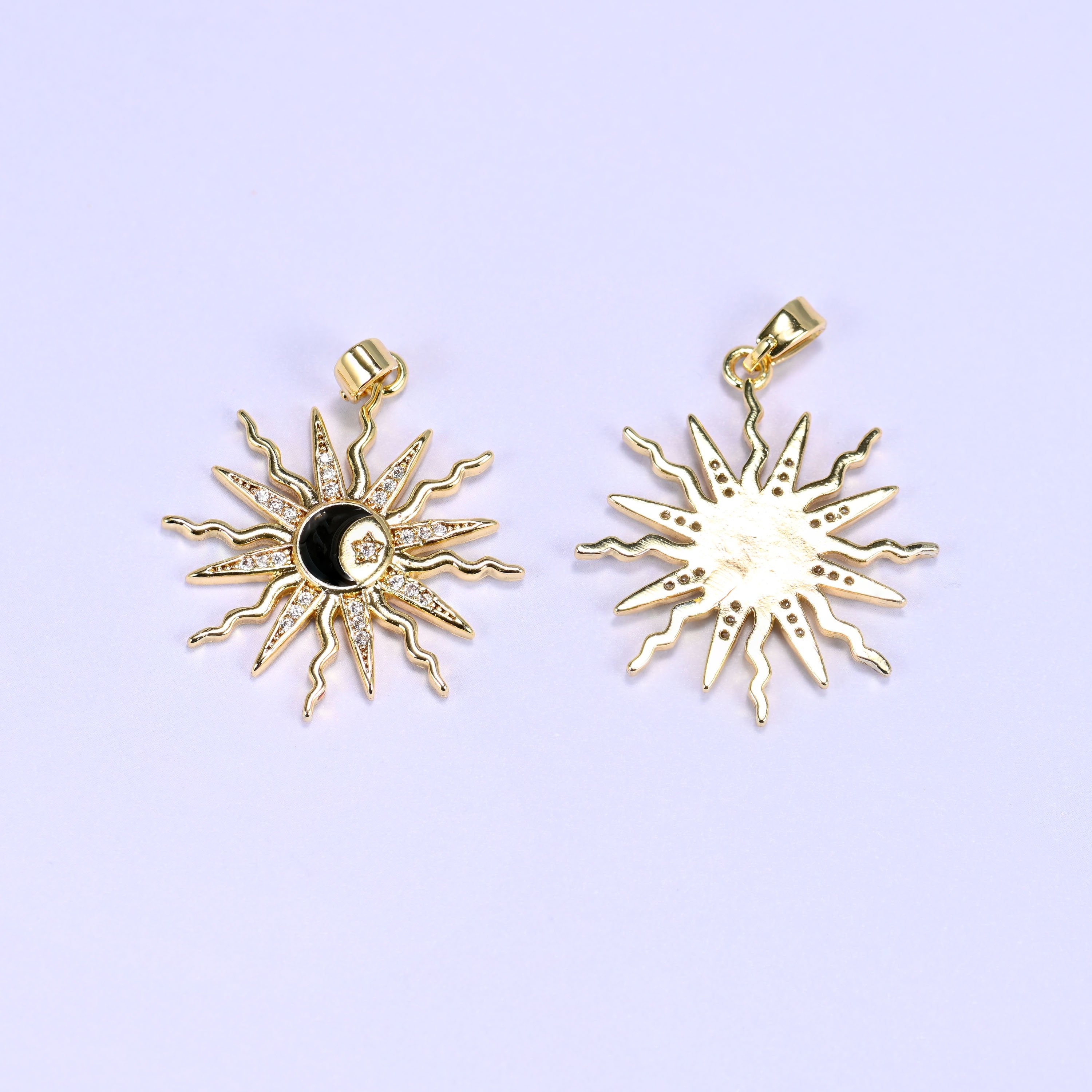 Enamel Moon Sun Zircon Charms, sold individually