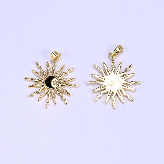 Enamel Moon Sun Zircon Charms, sold individually