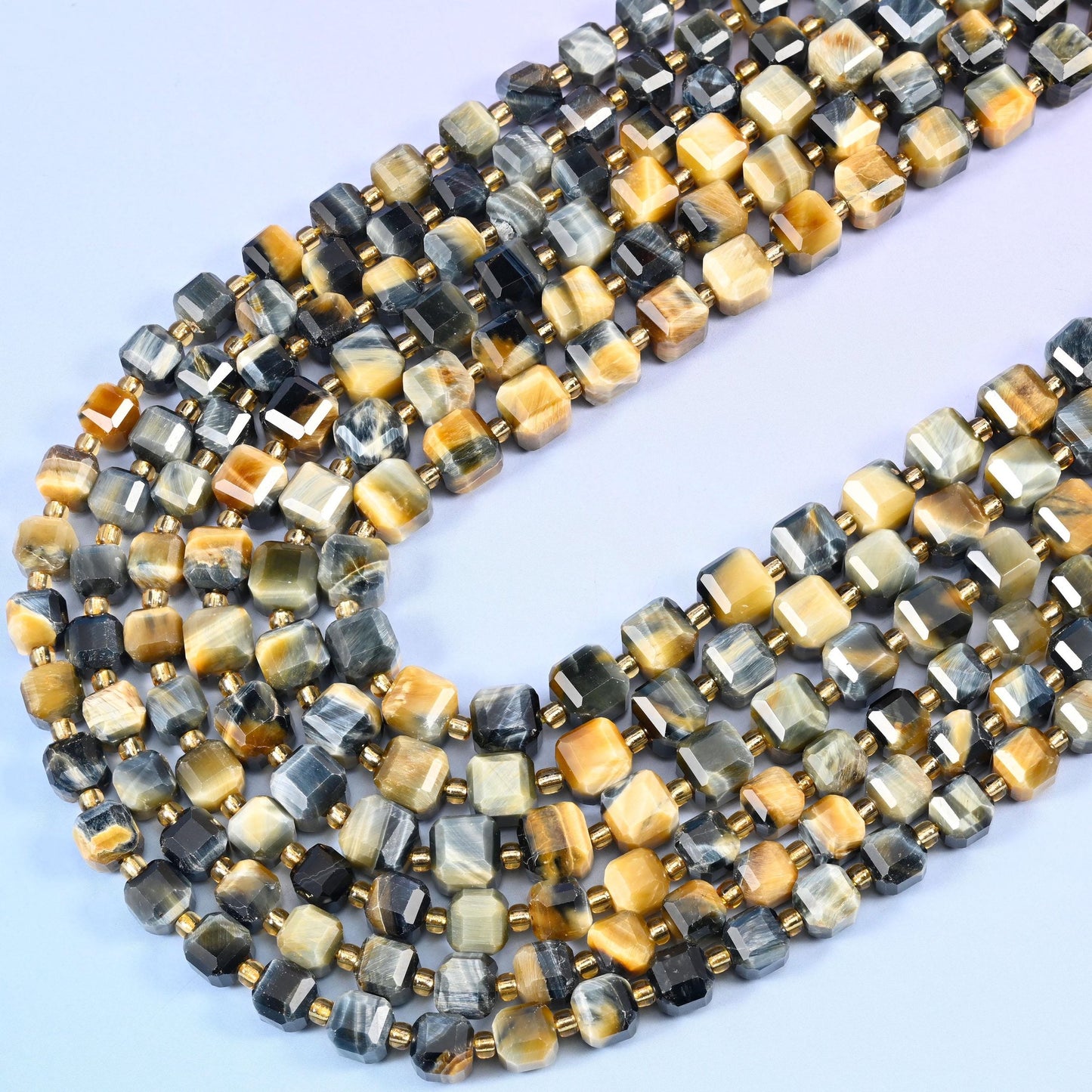 Dream Tiger Eye Faceted Cube Beads, 15 inch strand