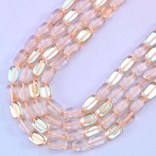 Orange Mystic Aura glass beads, center-drilled approximately 1.0mm hole
