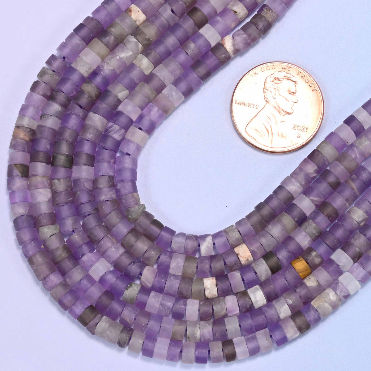 Matte amethyst heishi disc beads, hole 1.0mm