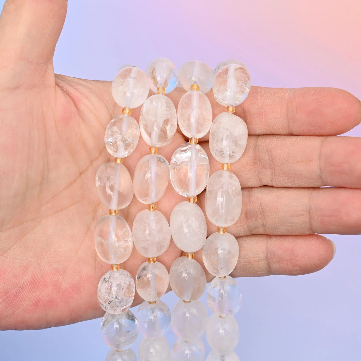 Clear Quartz beads, oval nugget, 10-17mm