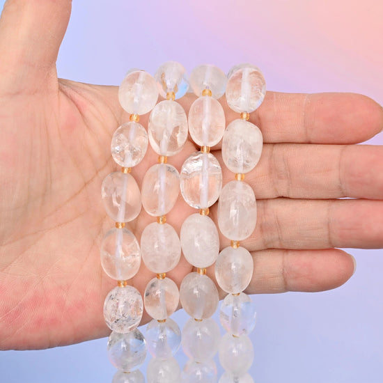 Clear Quartz beads, oval nugget, 10-17mm