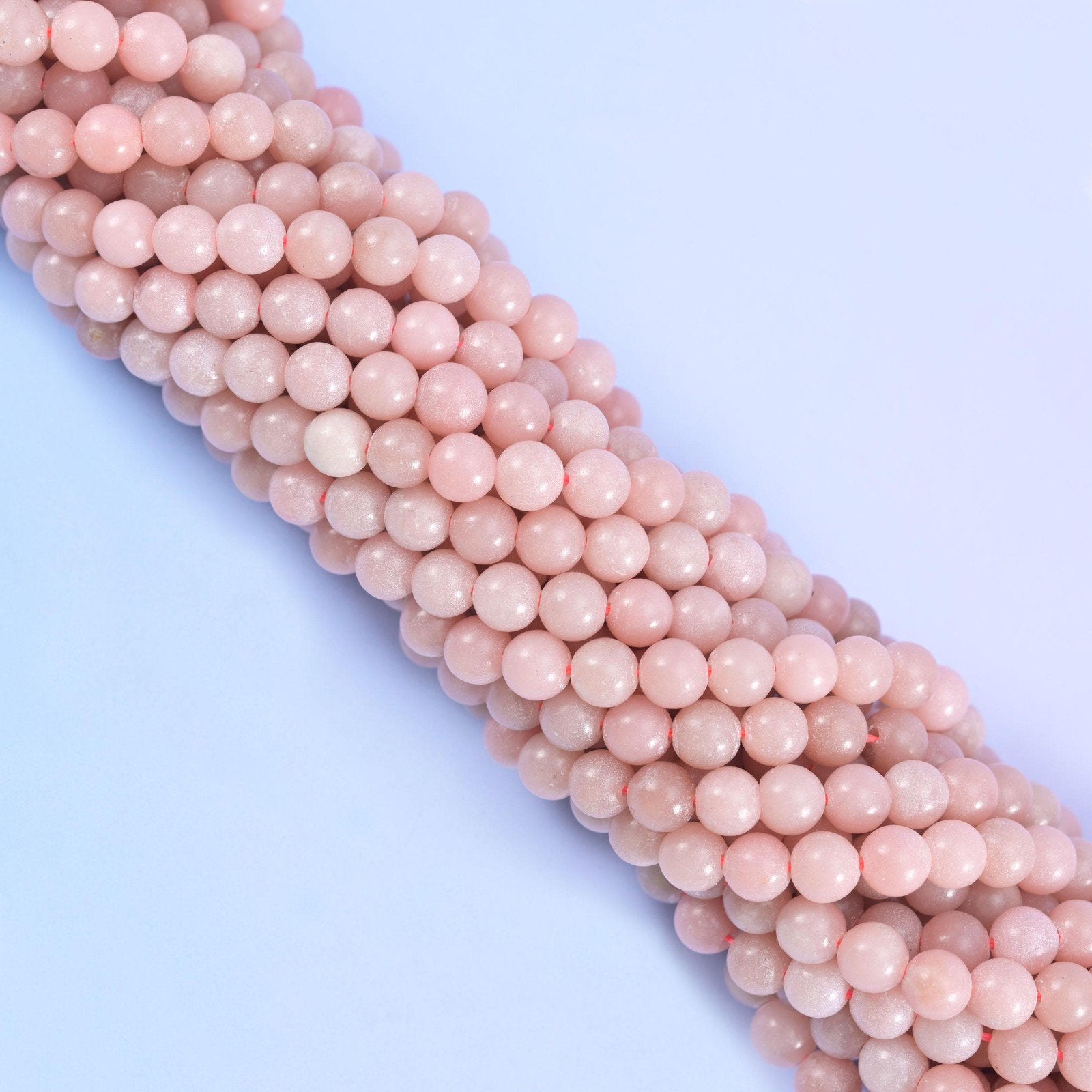 Smooth round cut pink opal color dyed jade beads