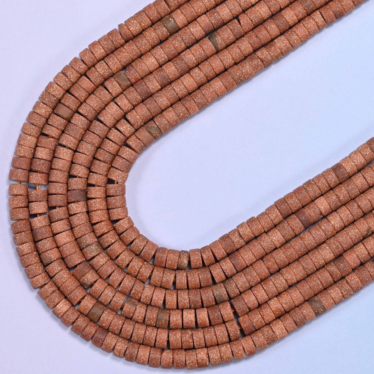 Matte gold sandstone heishi disc beads, 15 inch strand