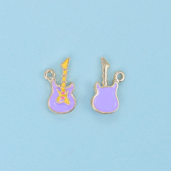 18K Gold Filled Enamel Guitar Charm 17x10mm