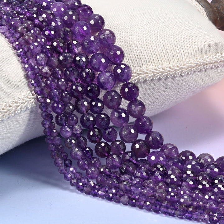 Amethyst Faceted Round Beads 4mm 6mm 8mm 10mm