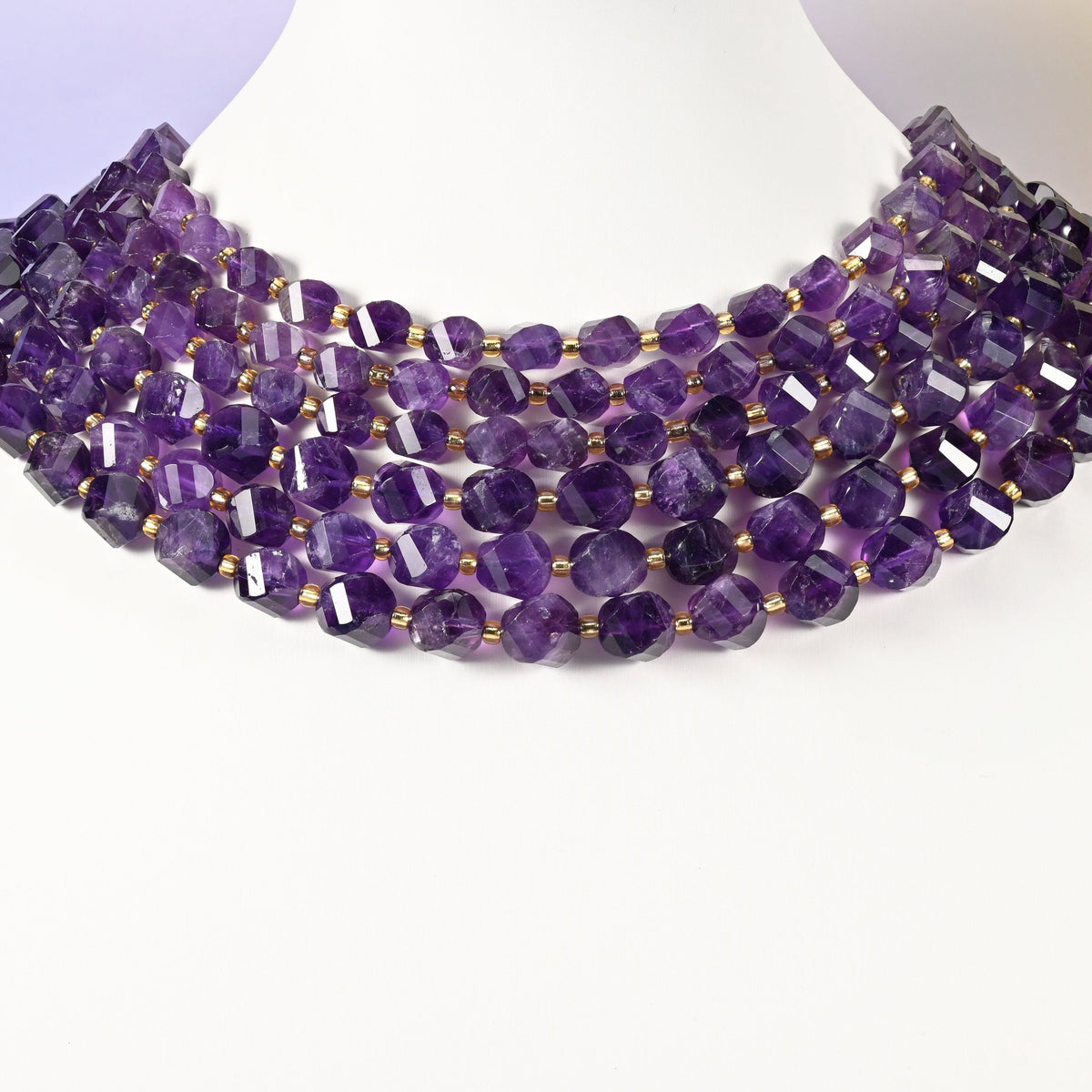 Dark Purple Amethyst beads, spiral twist shape, 8mm and 10mm