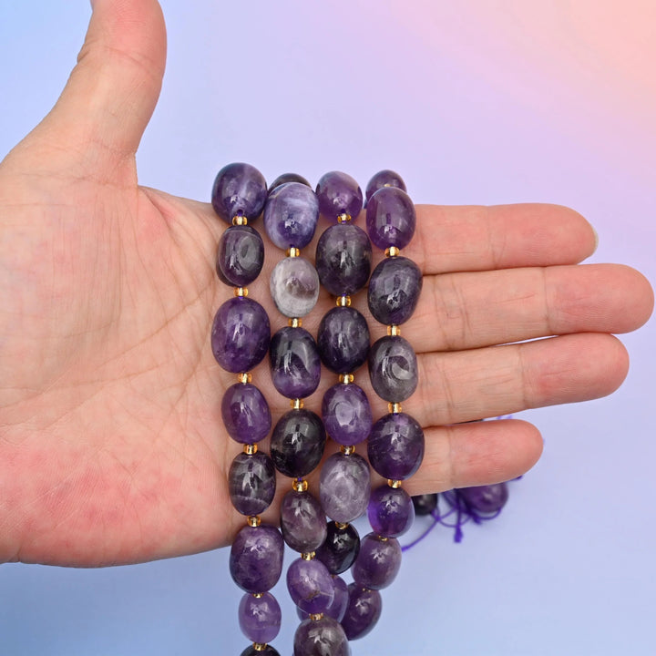 Purple Amethyst beads, oval nugget, 10-17mm