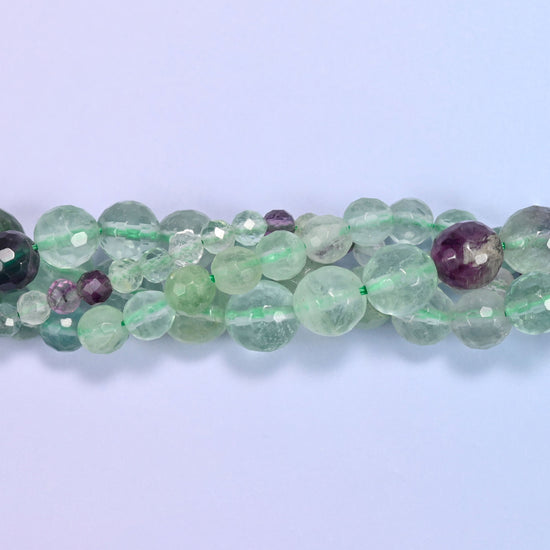 Fluorite Faceted Round Beads: Jewelry Making, 15 Inch Strand