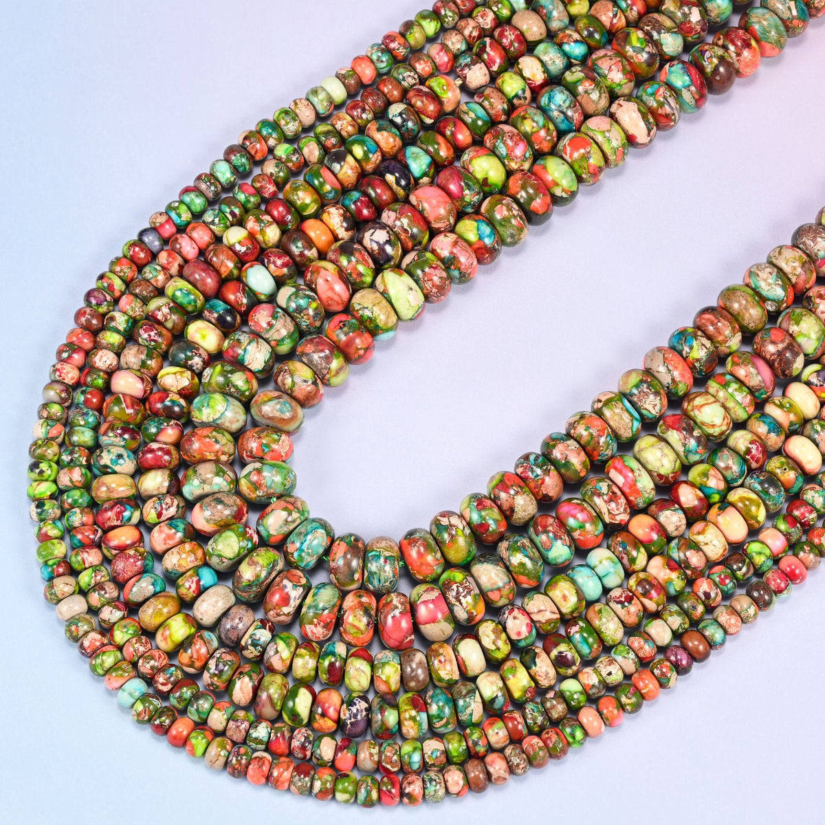 Green Dyed Sea Sediment Jasper Rondelle Beads, 15 inch strand