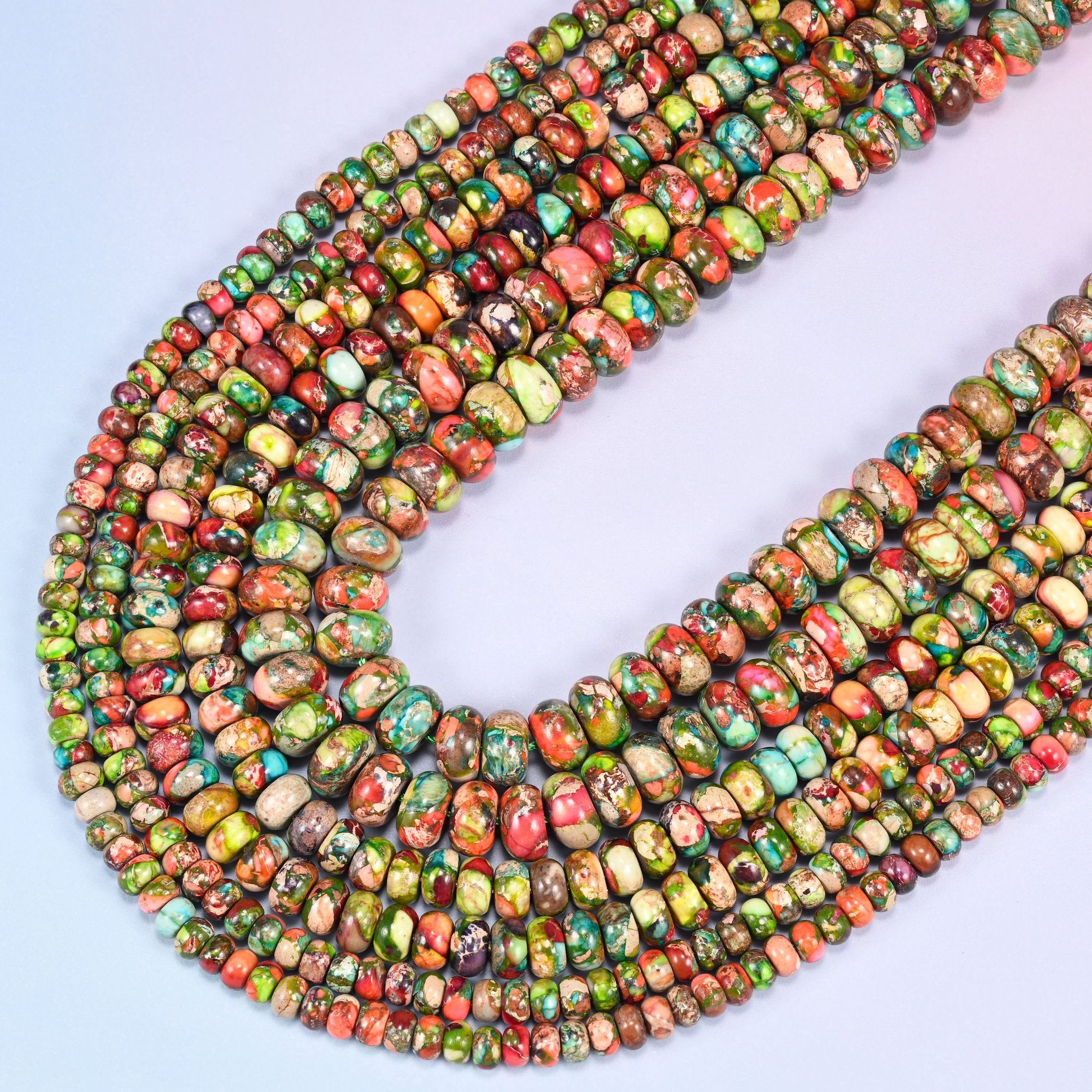Green Dyed Sea Sediment Jasper Rondelle Beads, 15 inch strand