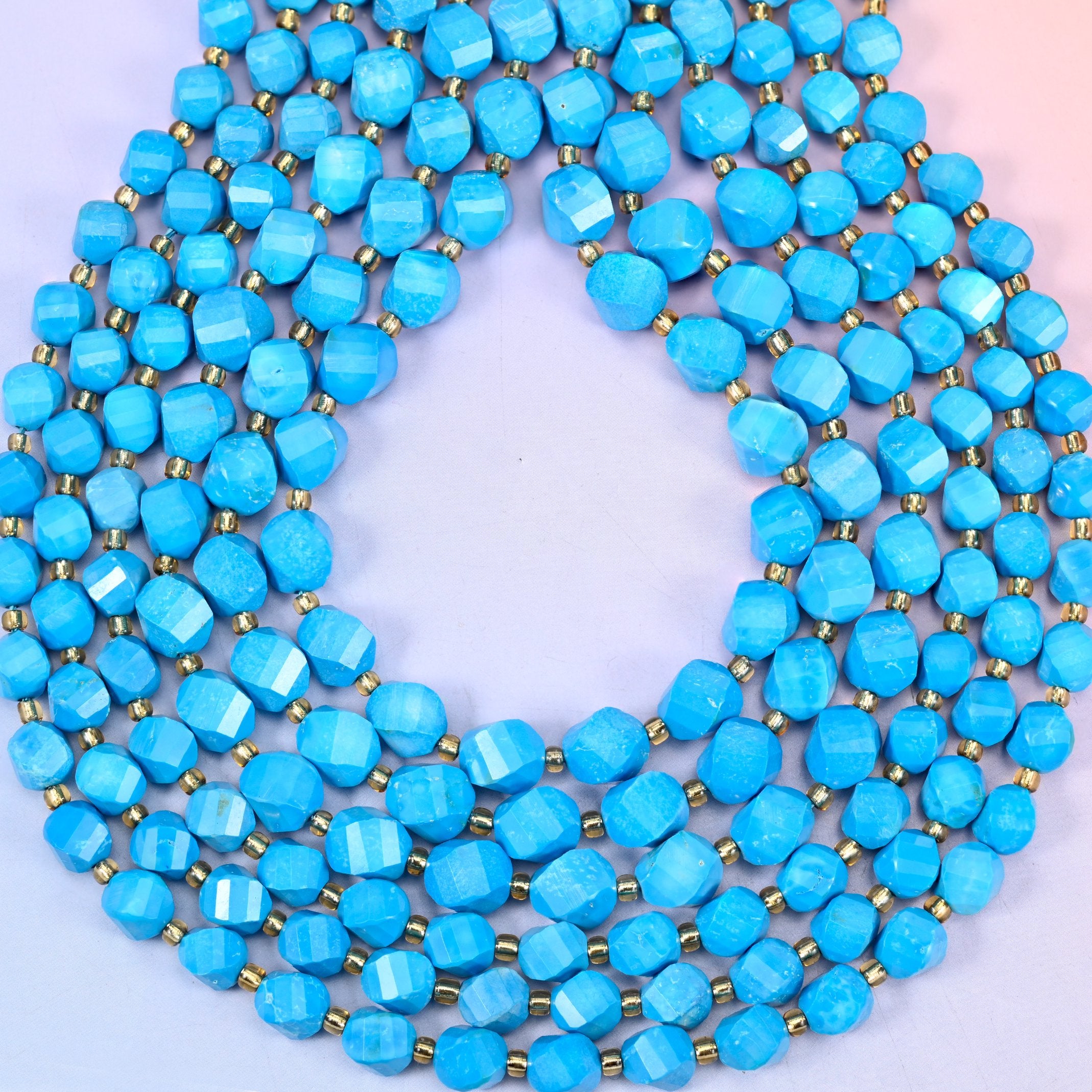 Dyed Blue Howlite Faceted Spiral Twist Beads: Size 8mm 10mm, Jewelry Making, 15 inch Strand