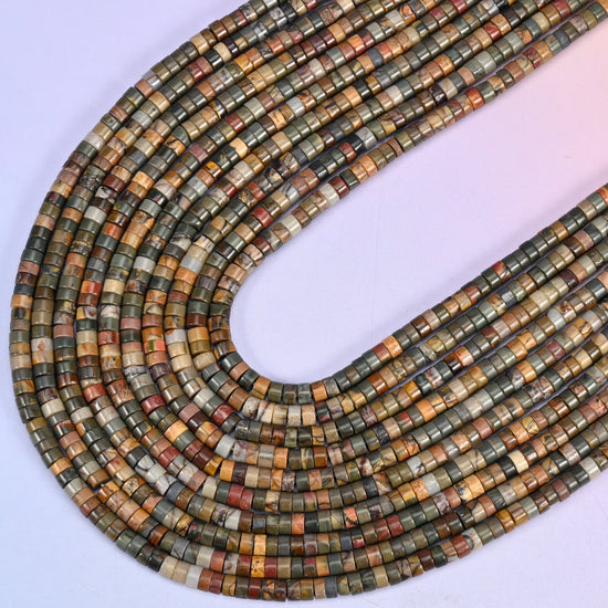 Creek Jasper Smooth Heishi Disc Beads: Jewelry Making Supply, 15.5 Inch Strand