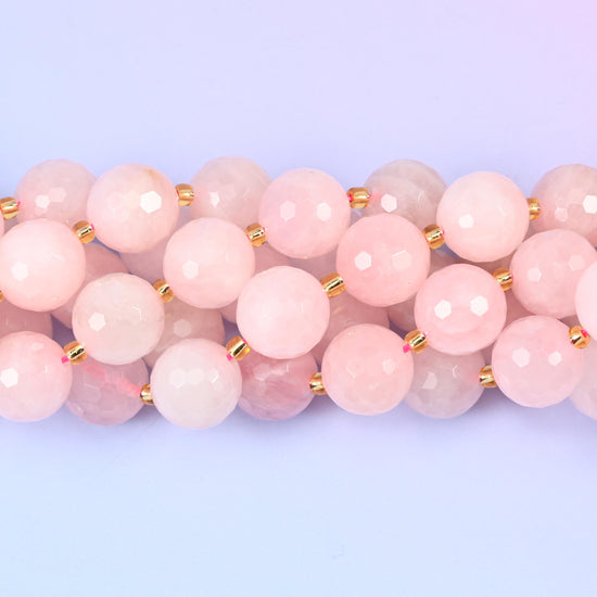 Rose Quartz Faceted Round Beads Size 16mm Jewelry Making 15 Inch Strand