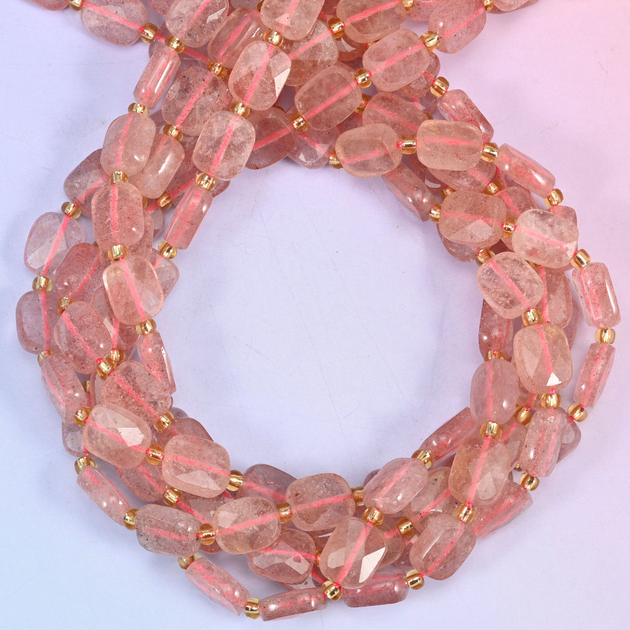 Strawberry Quartz Faceted Rectangular Beads: Size 10x8mm Jewelry Making
