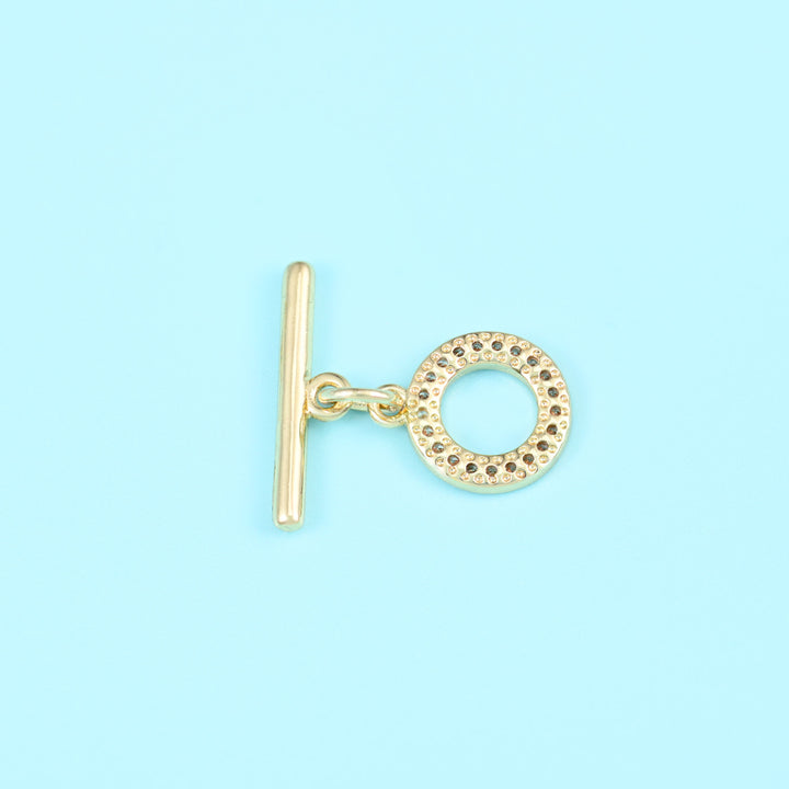 18K Gold Filled Round Zircon Toggle Lock Clasps for DIY Jewelry Making Supply