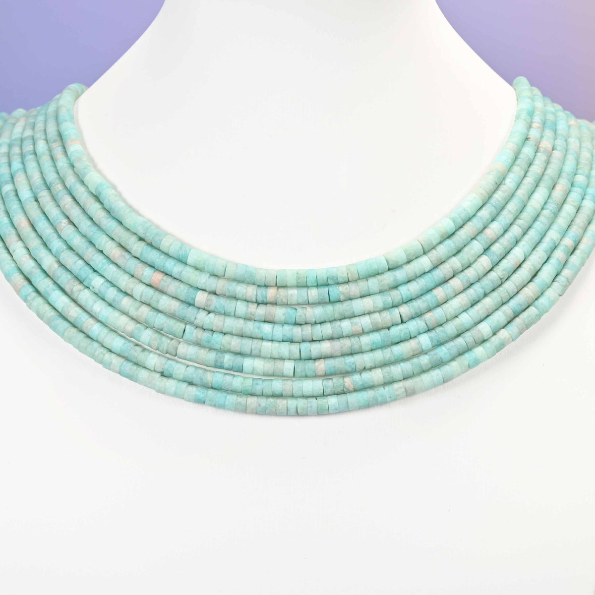 Blue amazonite beads, heishi disc, 2x4mm