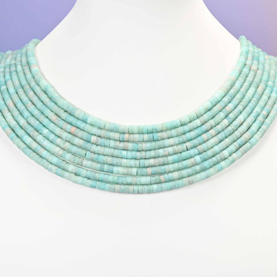 Blue amazonite beads, heishi disc, 2x4mm