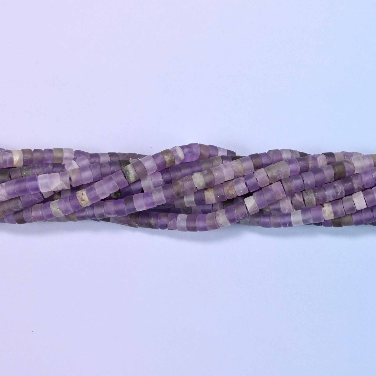 Matte amethyst heishi disc beads, approximately 155 per strand