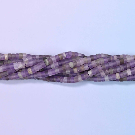 Matte amethyst heishi disc beads, approximately 155 per strand