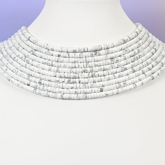 White Howlite Smooth Heishi Disc Beads: Jewelry Making Supply, 15.5 Inch Strand