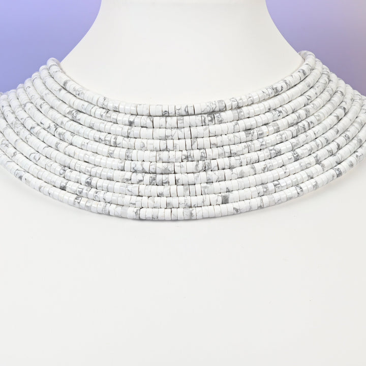 White Howlite Smooth Heishi Disc Beads: Jewelry Making Supply, 15.5 Inch Strand