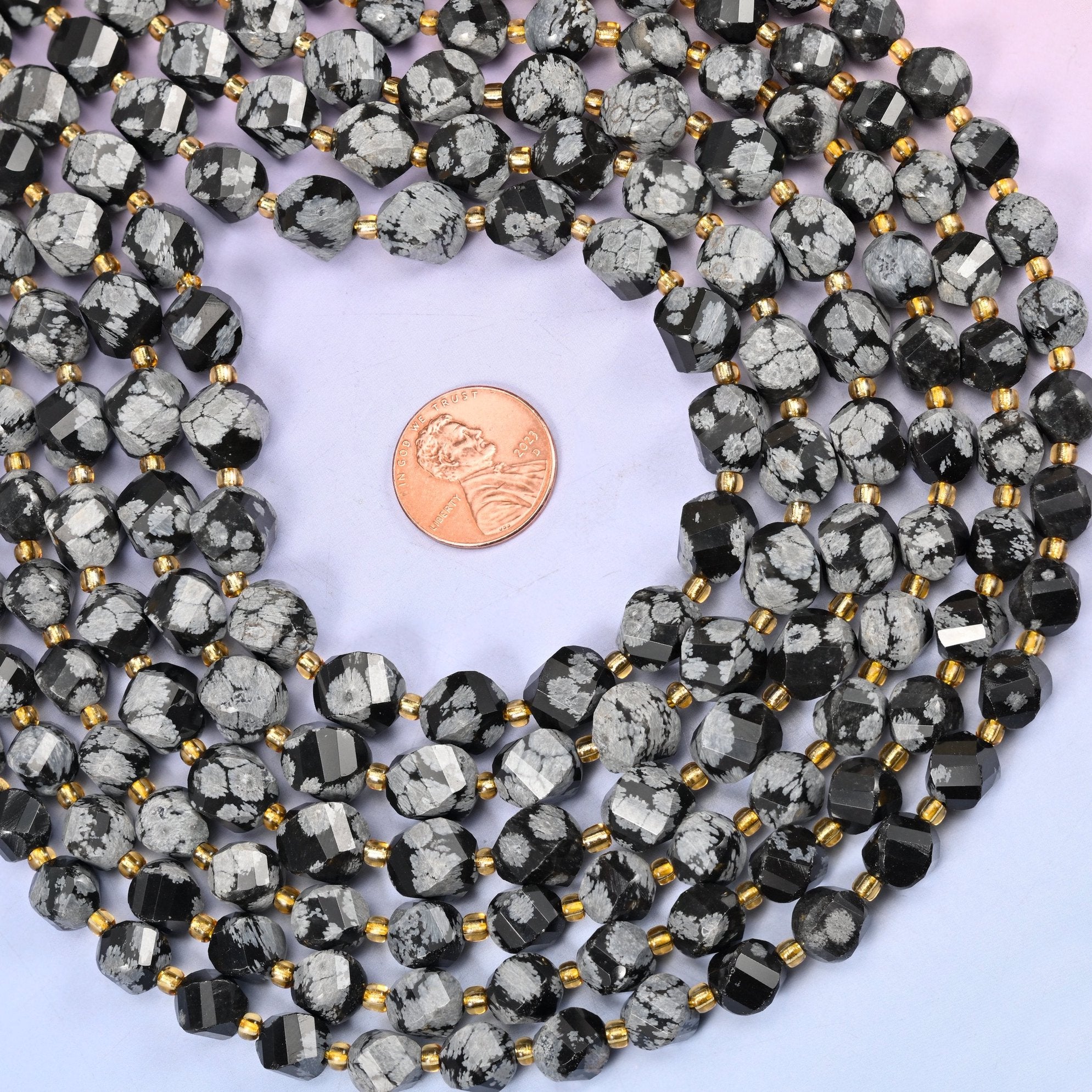 Snowflake Jasper Faceted Spiral Twist Beads, hole approximately 1.2mm