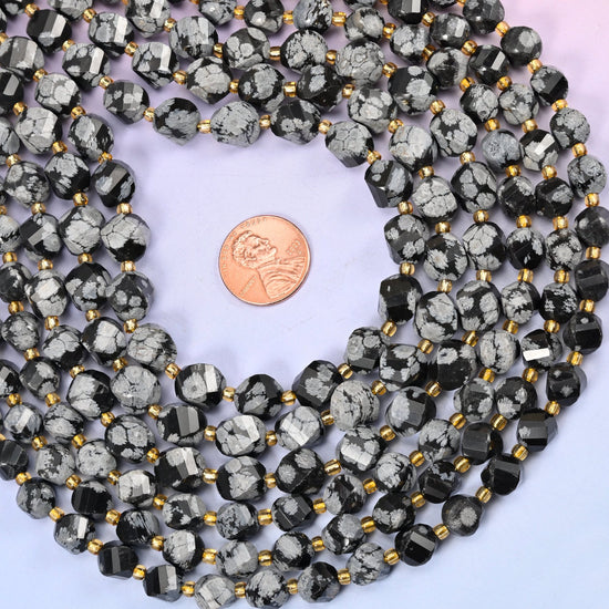 Snowflake Jasper Faceted Spiral Twist Beads, hole approximately 1.2mm