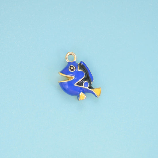 Brass, 18K gold filled, beads, tropical fish, 15 x 15mm