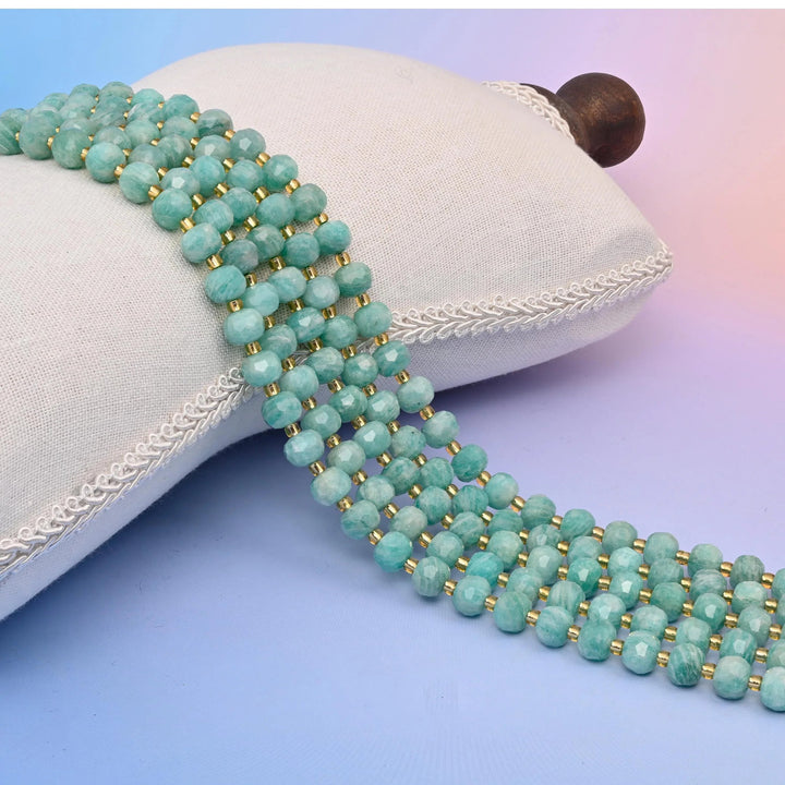 Green Amazonite Faceted Rondelle Beads 6x8mm
