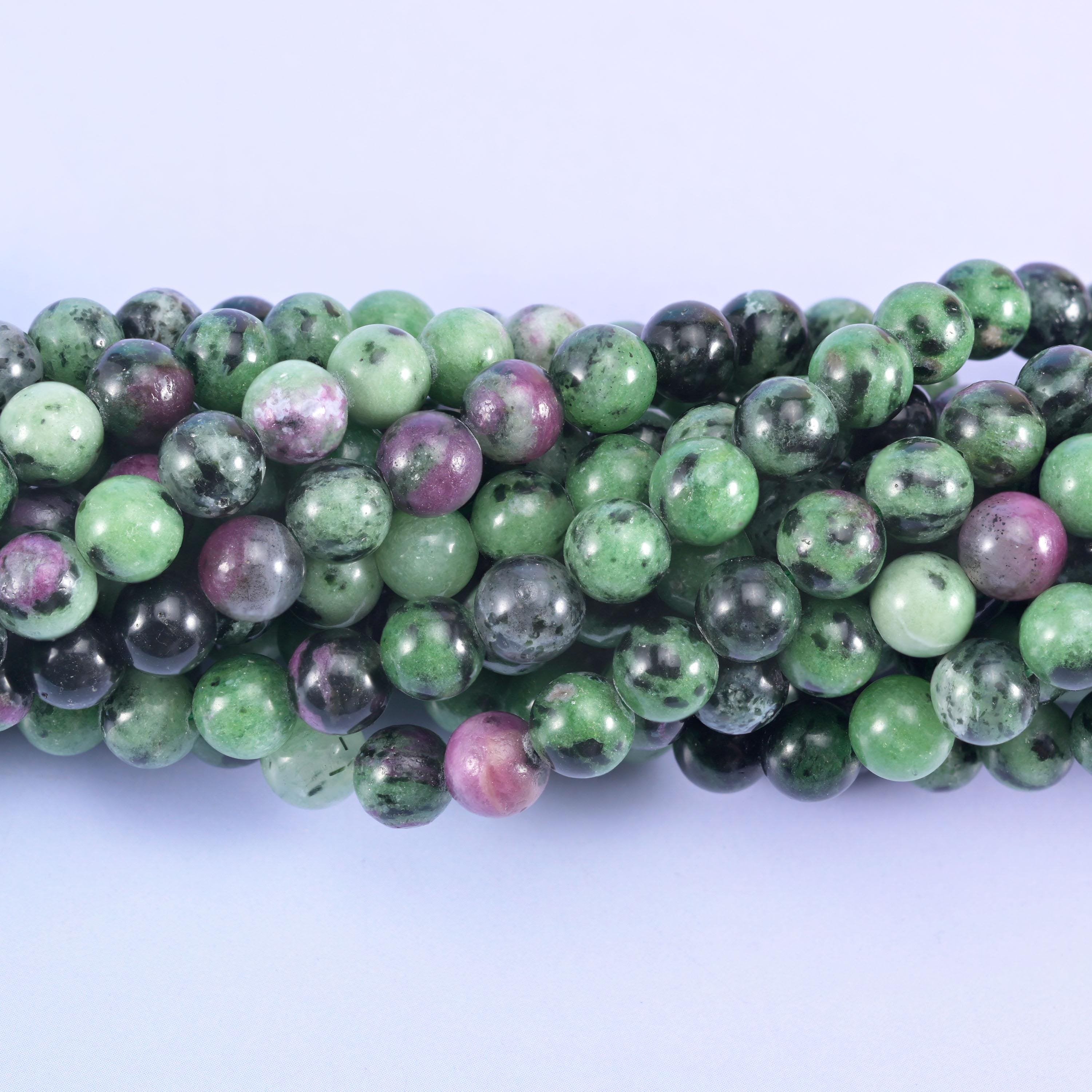 Smooth round cut Ruby Zoisite beads