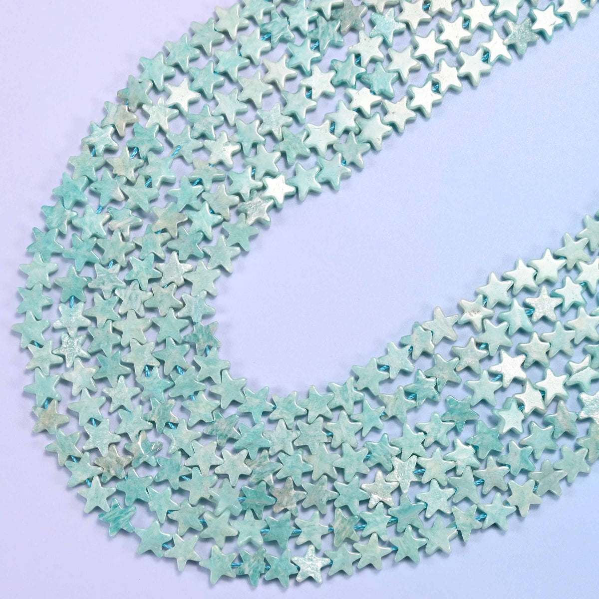 Blue Amazonite Flat Star Beads 6mm, 15 inch strand